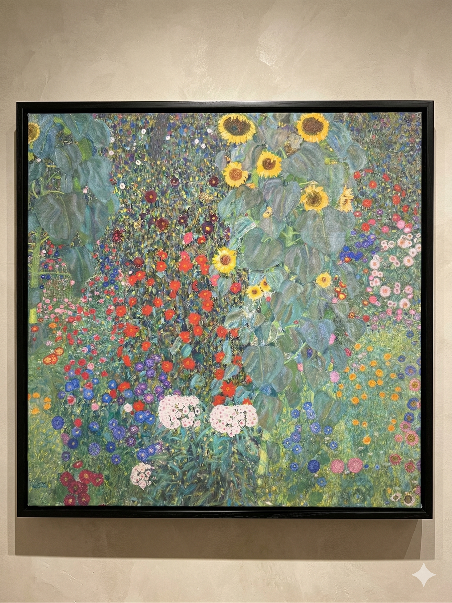 Gustav Klimt Inspired 'Sunflowers and Wildflowers' Canvas Art - 40x40cm