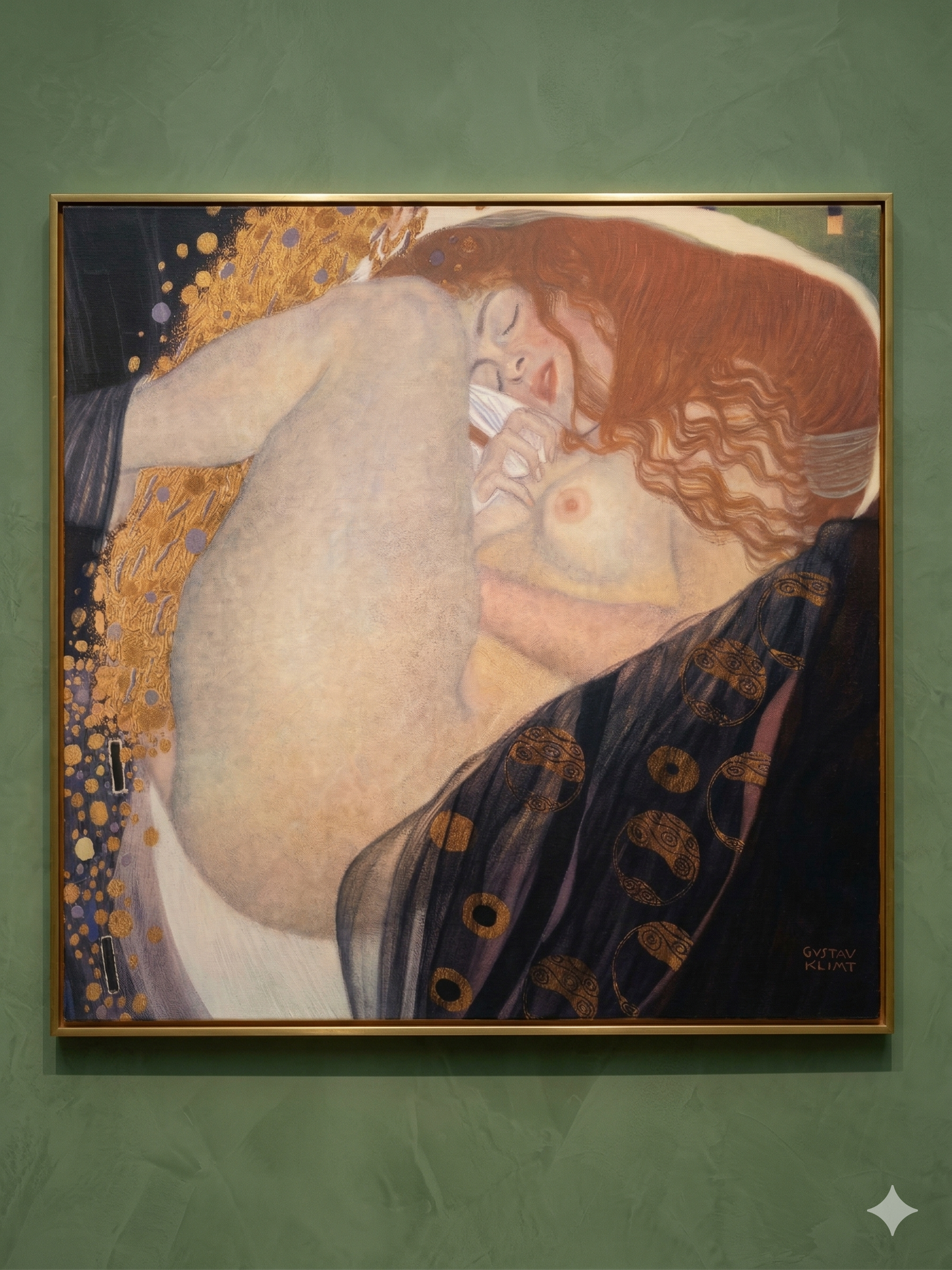 Gustav Klimt Inspired 'Danaë’s Golden Slumber' Canvas Art - 70x70cm Square Painting