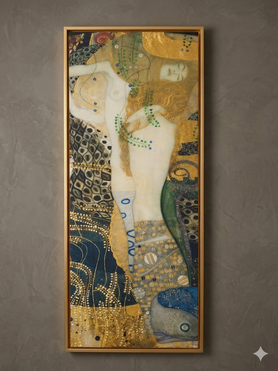 Gustav Klimt Inspired 'Sirens of the Golden Abyss' Canvas Art - 30cmX70cm