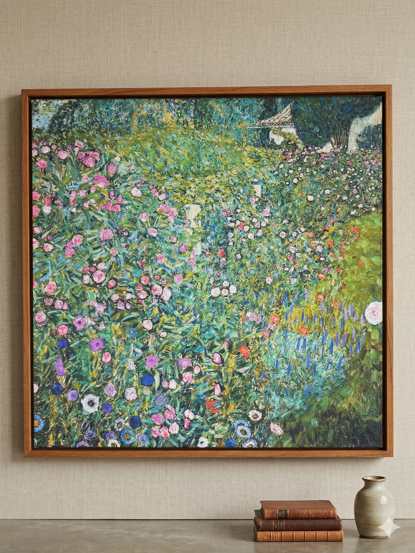 Gustav Klimt Inspired 'Summer Flower Tapestry' Canvas Art - 40x40cm