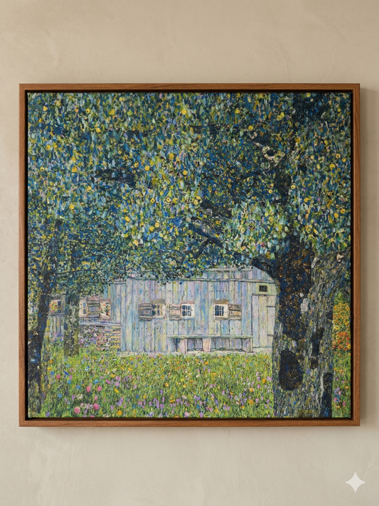 Gustav Klimt Inspired 'The Orchard Cottage' Canvas Art - 40x40cm